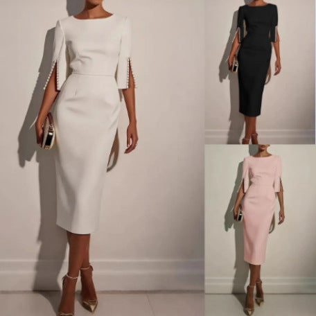Elegant Beaded Slim Fit Dress