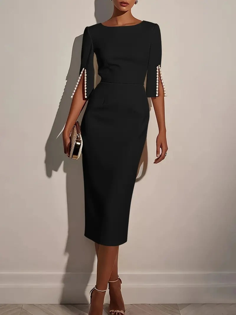 Elegant Beaded Slim Fit Dress