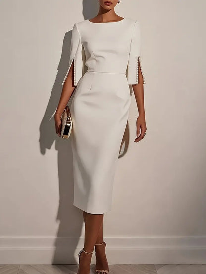 Elegant Beaded Slim Fit Dress