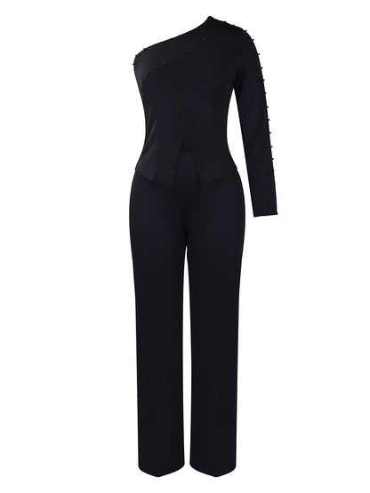 Elegant Beaded Womens Two-Piece Suit
