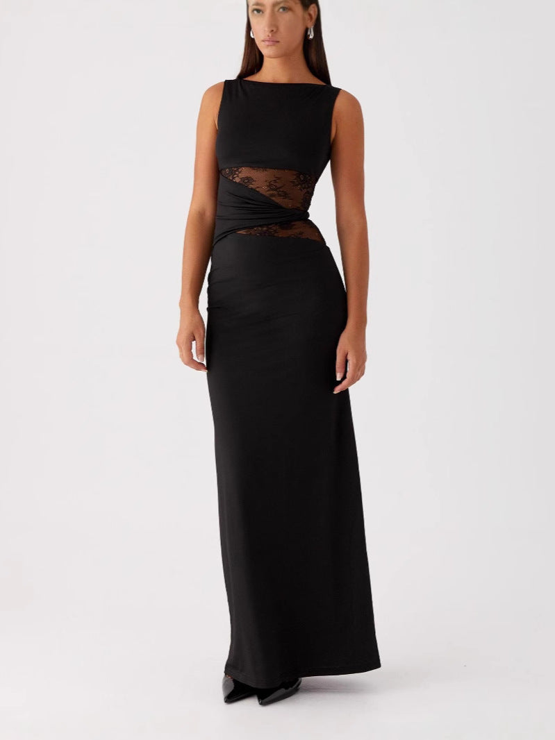 Elegant Black Lace Long Dress