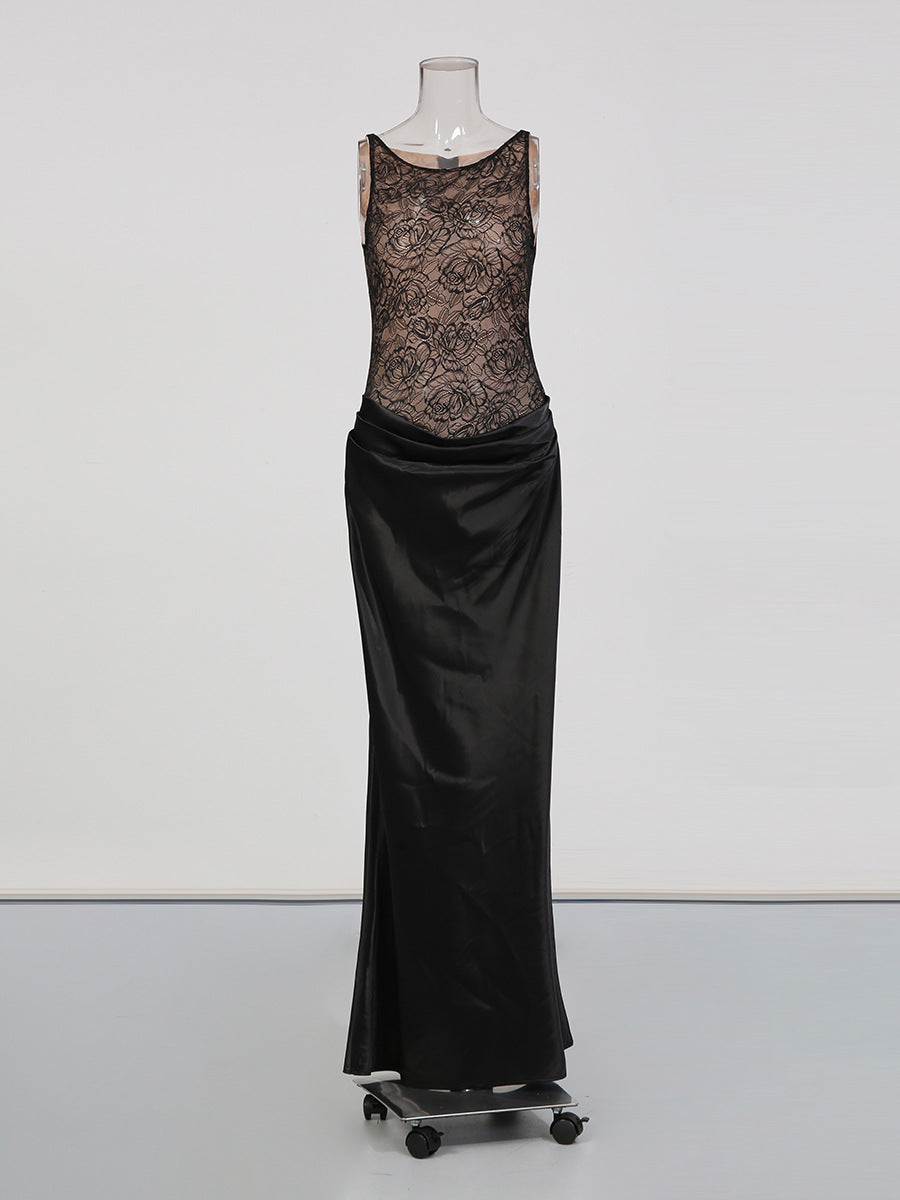 Elegant Black Wrap Long Dress