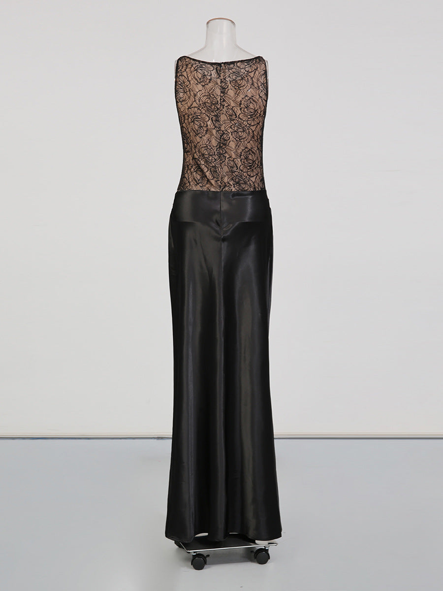 Elegant Black Wrap Long Dress