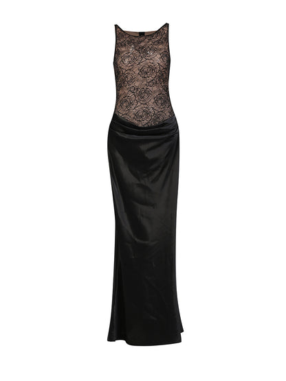 Elegant Black Wrap Long Dress