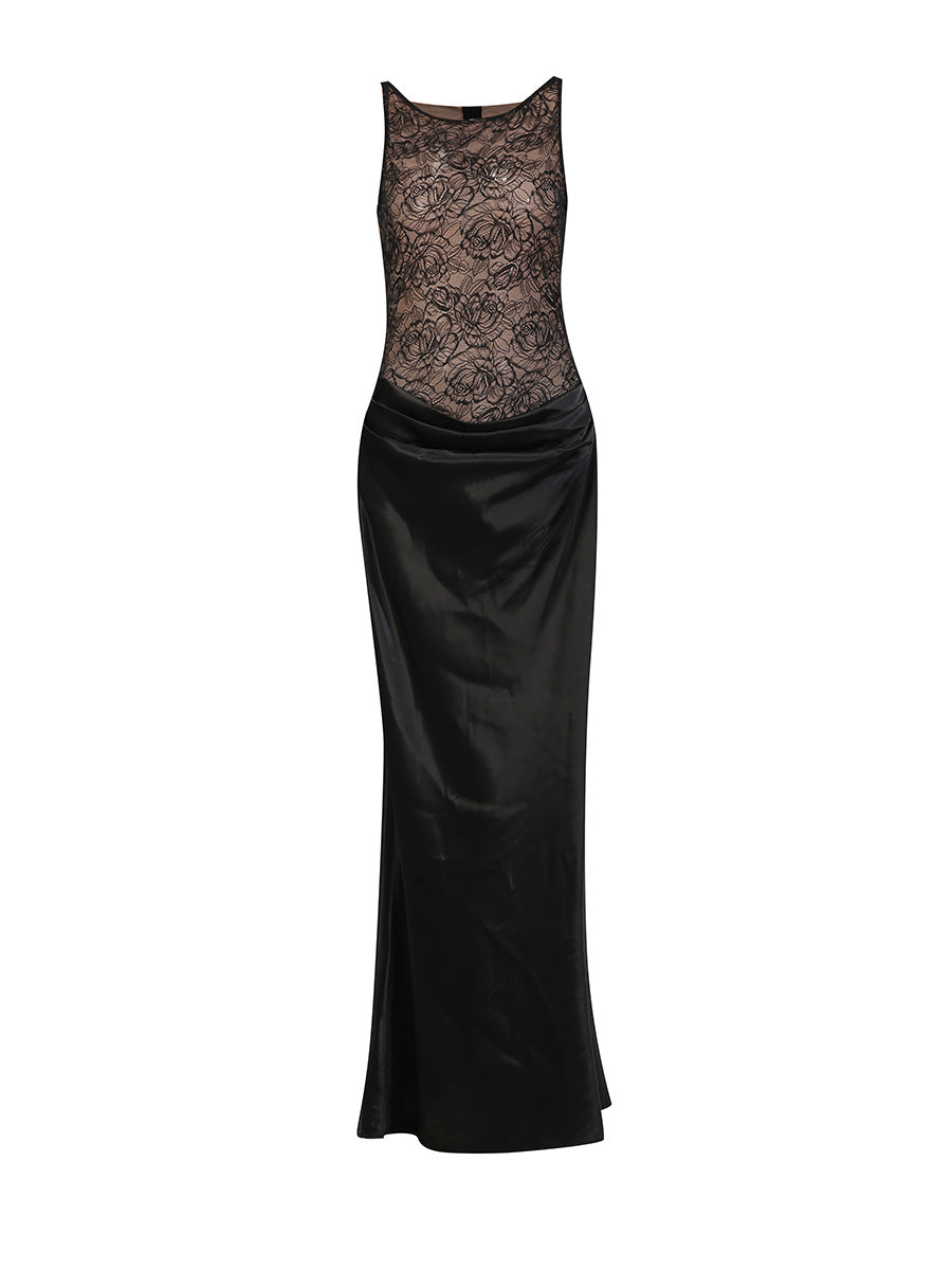 Elegant Black Wrap Long Dress