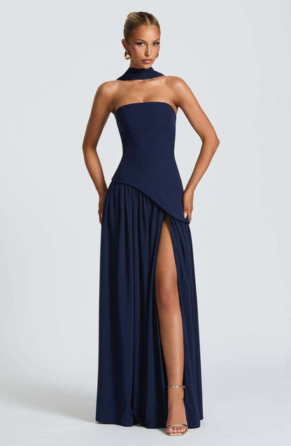 Elegant Bodycon Long Dress with Crossover Strap