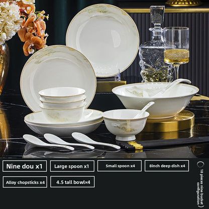 Elegant Bone China Tableware Set with Gold Trim