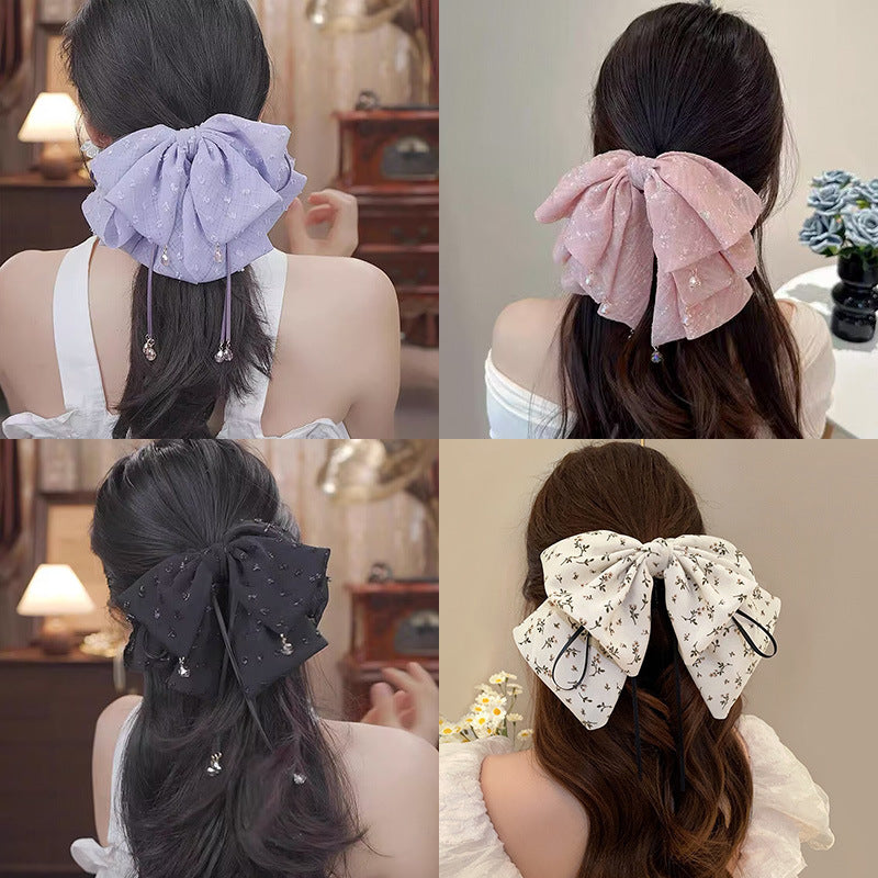 Elegant Bow Crystal Hair Claw Clip
