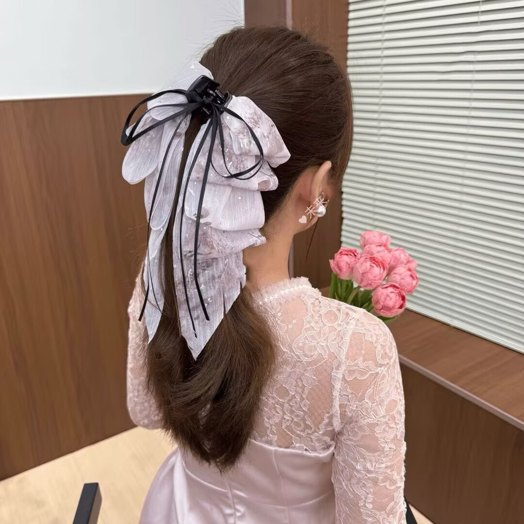Elegant Bow Crystal Hair Claw Clip