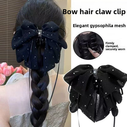 Elegant Bow Crystal Hair Claw Clip