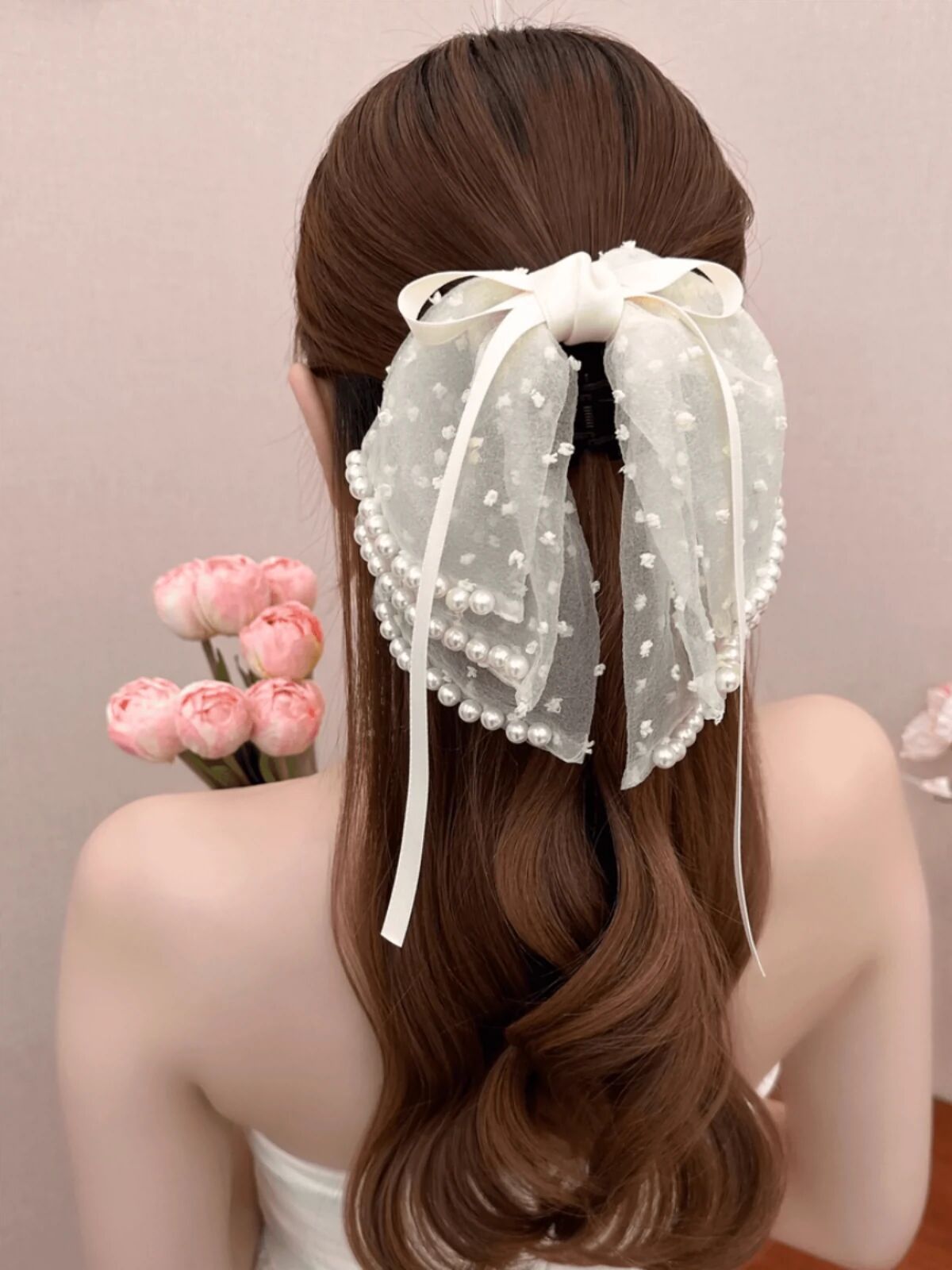 Elegant Bow Crystal Hair Claw Clip