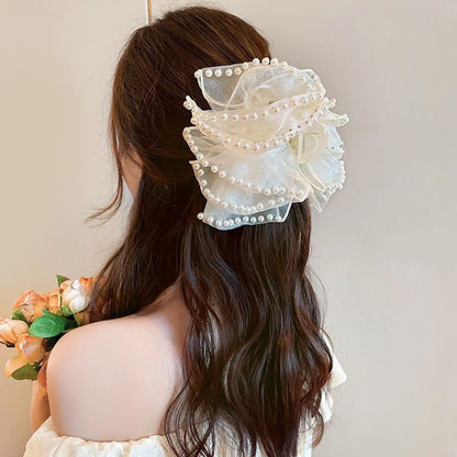 Elegant Bow Crystal Hair Claw Clip