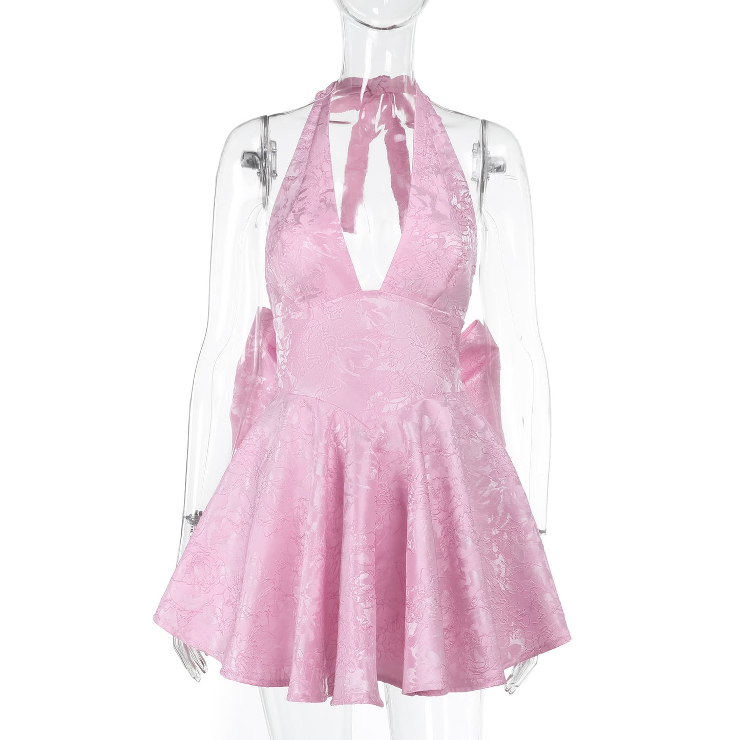 Elegant Bow Halter Neck Dress