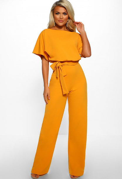 Elegant Button-Up Short-Sleeve Jumpsuit