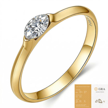 Elegant Cat's Eye Moissanite Silver Ring