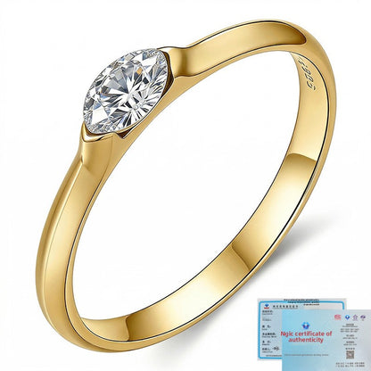 Elegant Cat's Eye Moissanite Silver Ring