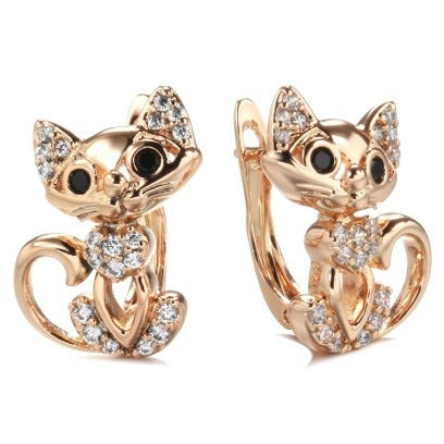Elegant Cat-Shaped Zircon Earrings