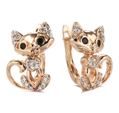 Elegant Cat-Shaped Zircon Earrings