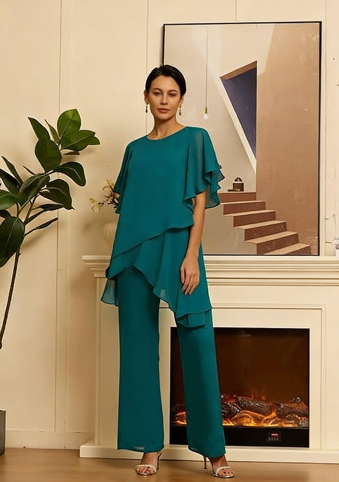 Elegant Chiffon Shirt and Pants