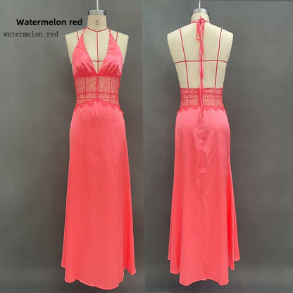 Elegant Deep V-Neck Satin Dress