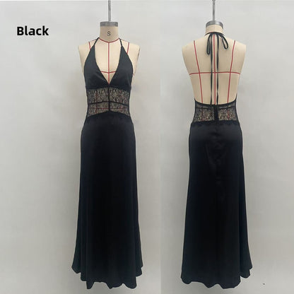 Elegant Deep V-Neck Satin Dress