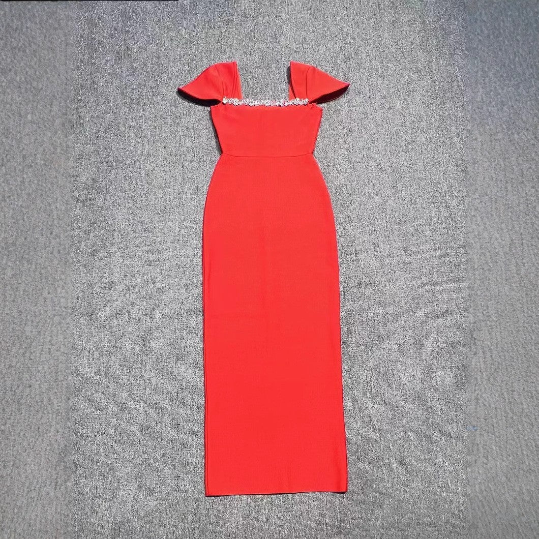 Elegant Diamond Encrusted Bodycon Evening Dress