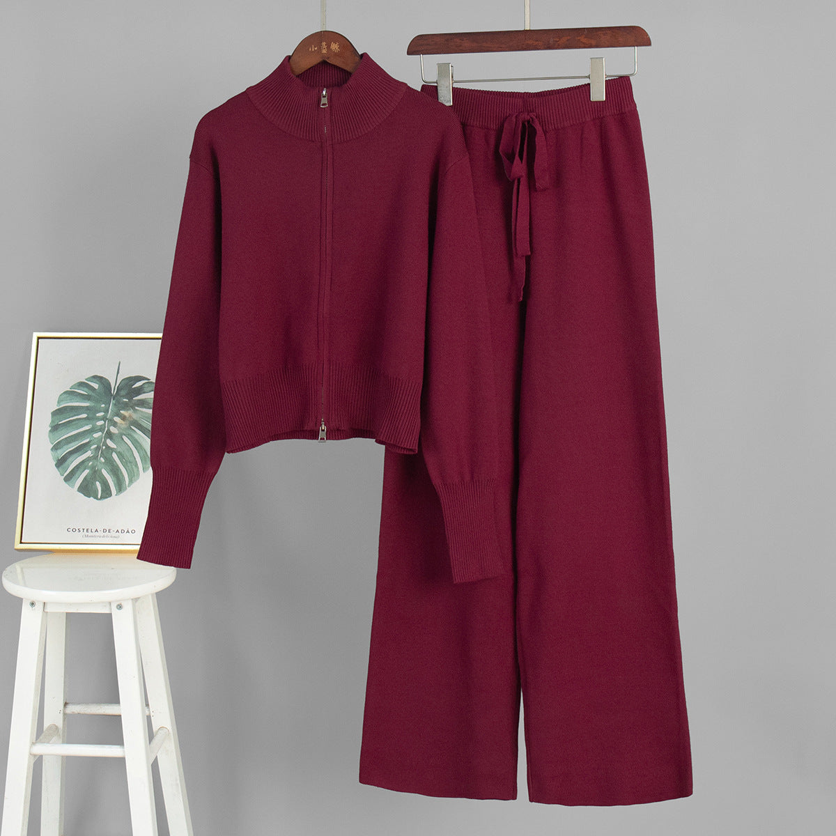 Elegant Double Zipper Knitted Suit