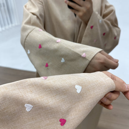 Elegant Embroidered Cardigan Robe with Heart Design
