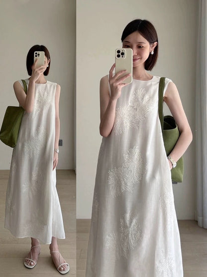 Elegant Embroidered Sleeveless Dress