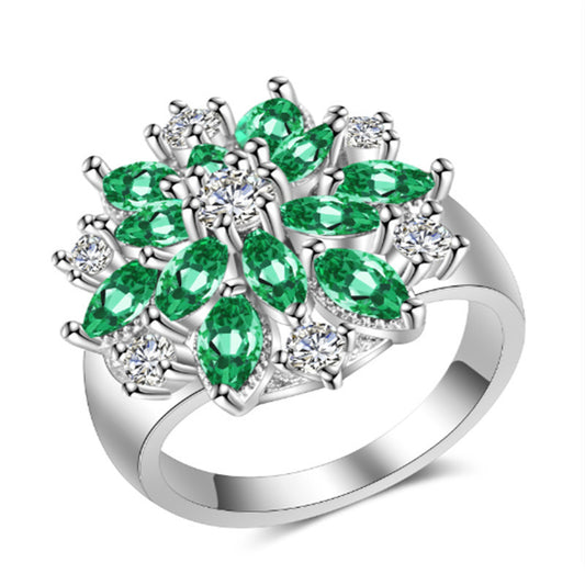 Elegant Emerald Zirconia Silver Ring