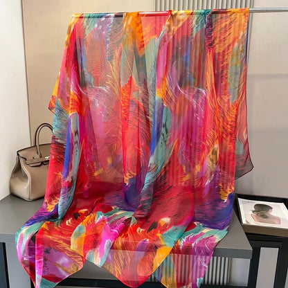 Elegant Floral Print Chiffon Scarf for Women
