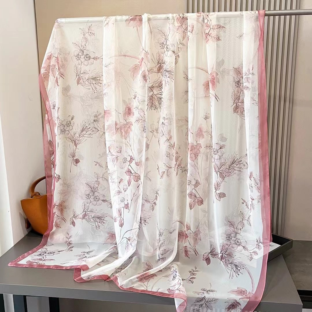Elegant Floral Print Chiffon Scarf for Women