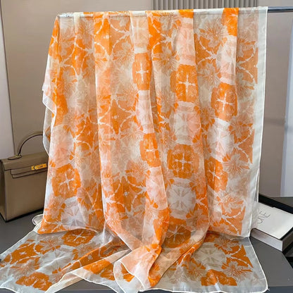 Elegant Floral Print Chiffon Scarf for Women