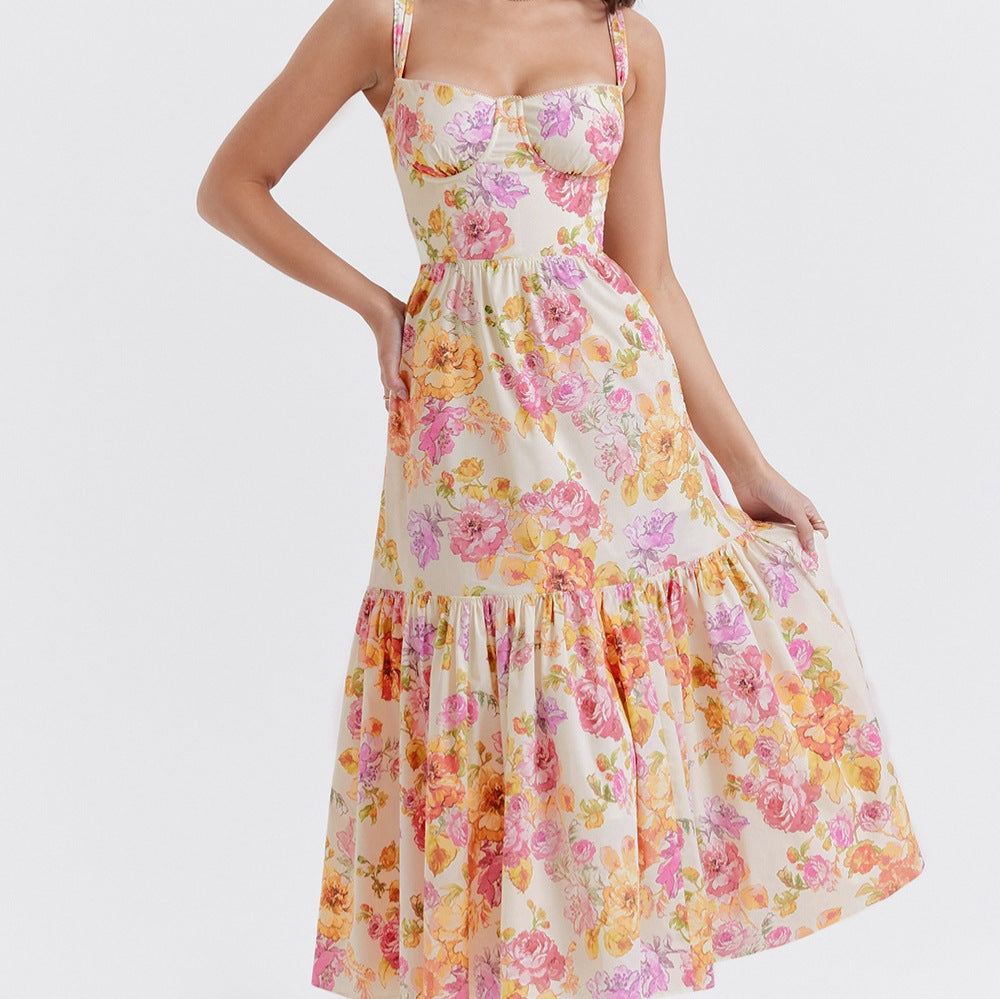 Elegant Floral Print Midi Dress