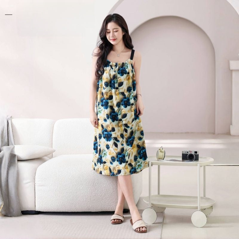 Elegant Floral Print Slimming Dress