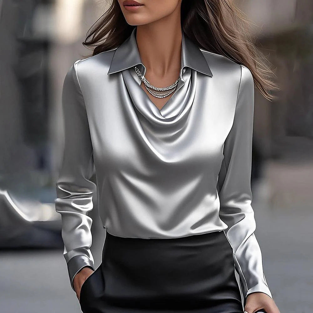 Elegant Floral Print Swing Collar Blouse