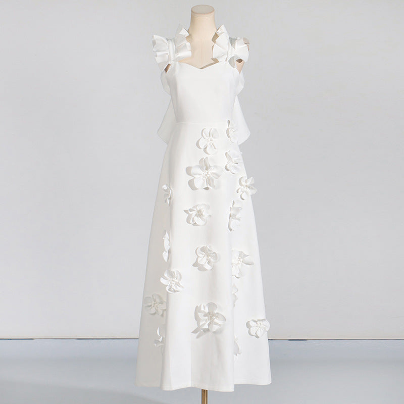 Elegant Floral Splicing Long Dress