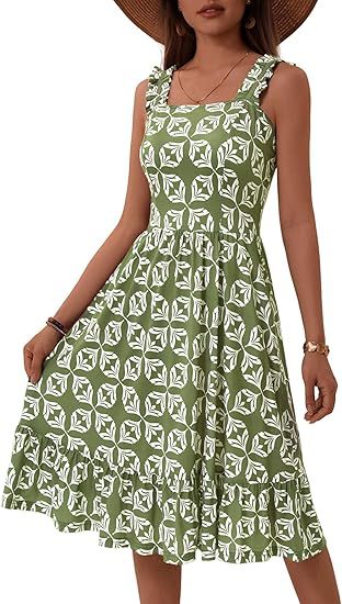 Elegant Floral Square Neck Sleeveless Dress