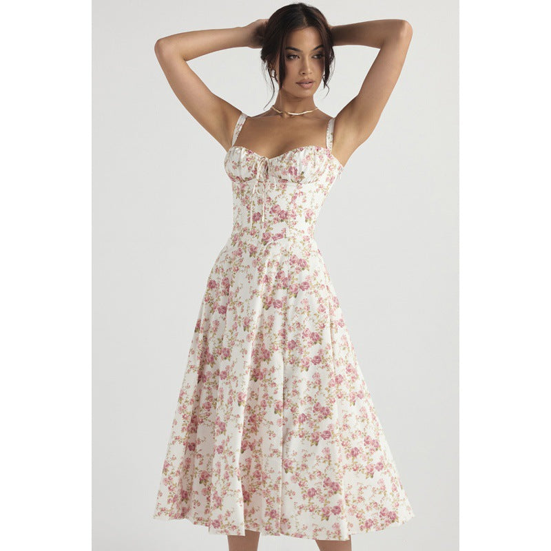 Elegant Floral Strap Dress