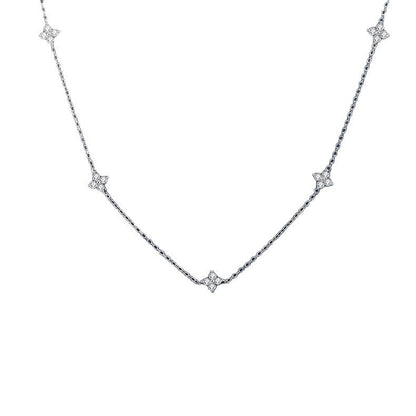 Elegant Four-Leaf Clover Zirconia Necklace