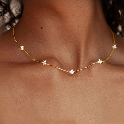 Elegant Four-Leaf Clover Zirconia Necklace