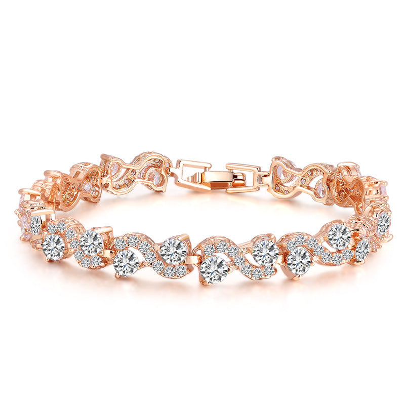 Elegant Gold Electroplated Copper Zircon Bracelet