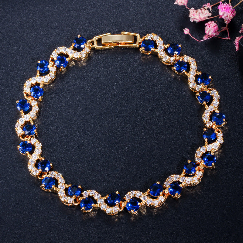 Elegant Gold Electroplated Copper Zircon Bracelet