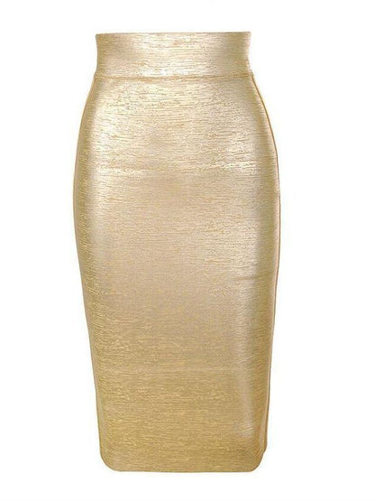 Elegant Gold Foil Pencil Skirt for Women