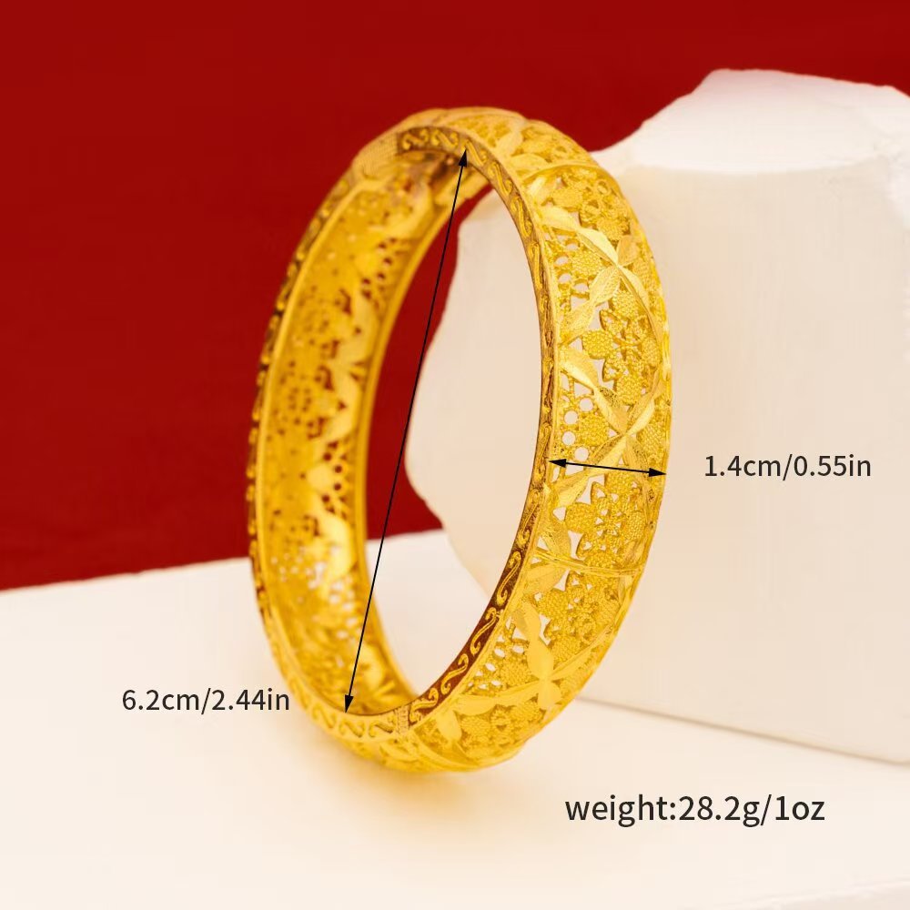 Elegant Gold Plated Carved Bracelet for Women