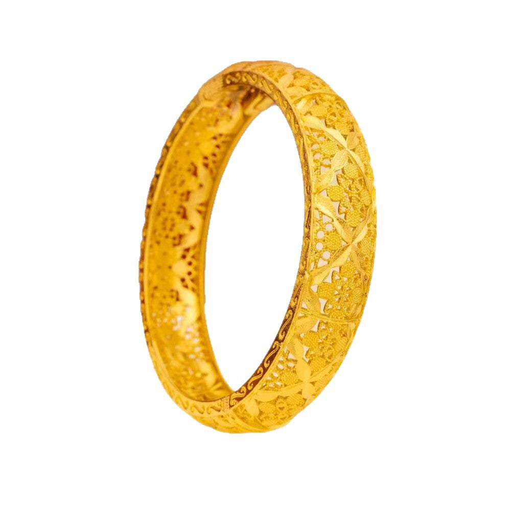 Elegant Gold Plated Carved Bracelet for Women
