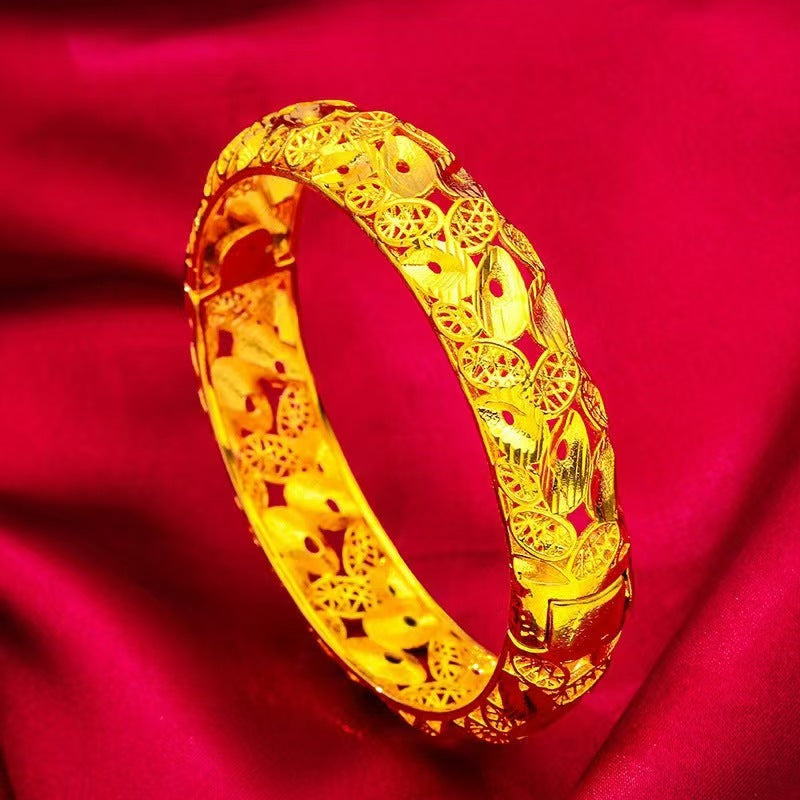Elegant Gold Plated Carved Bracelet for Women