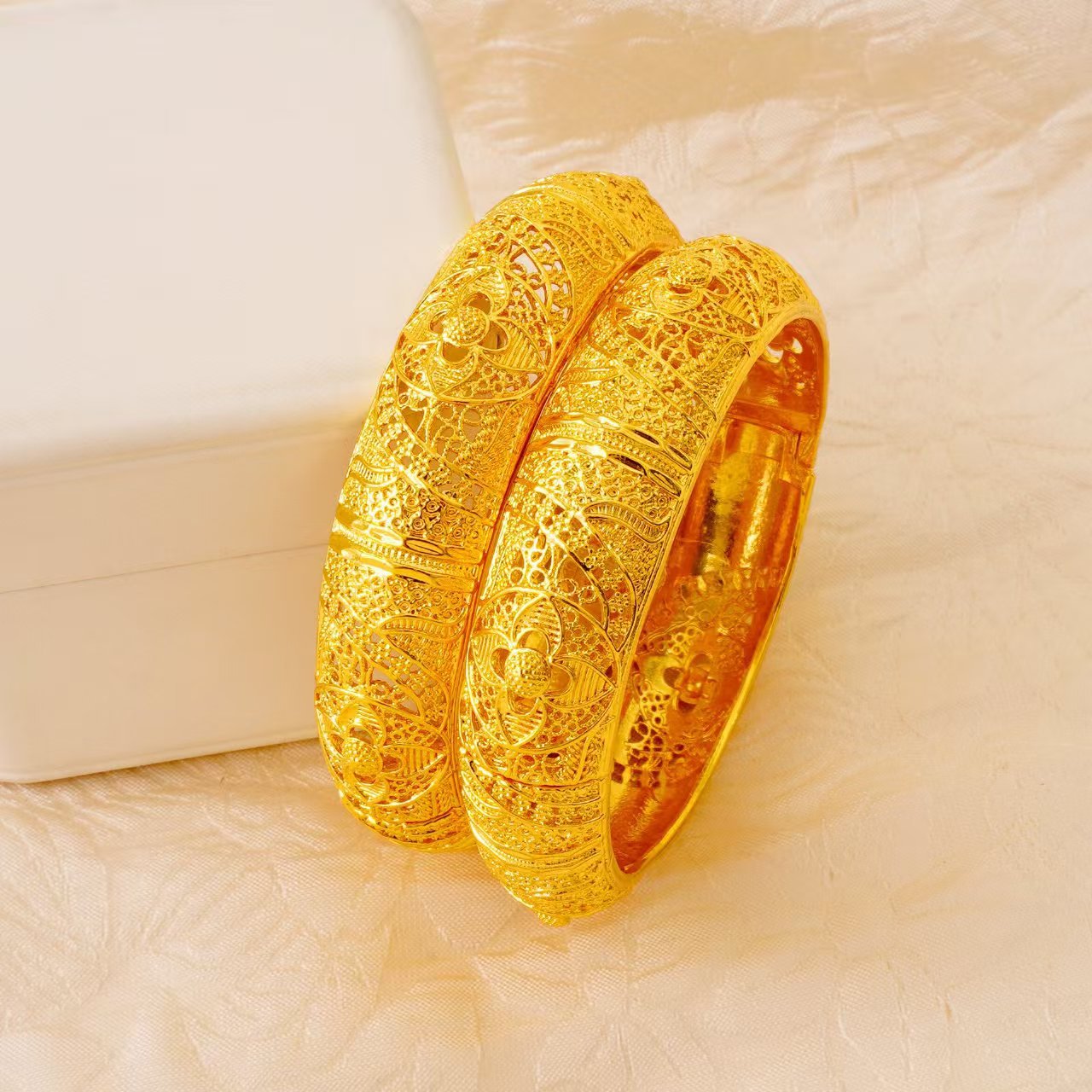 Elegant Gold Plated Carved Bracelet for Women