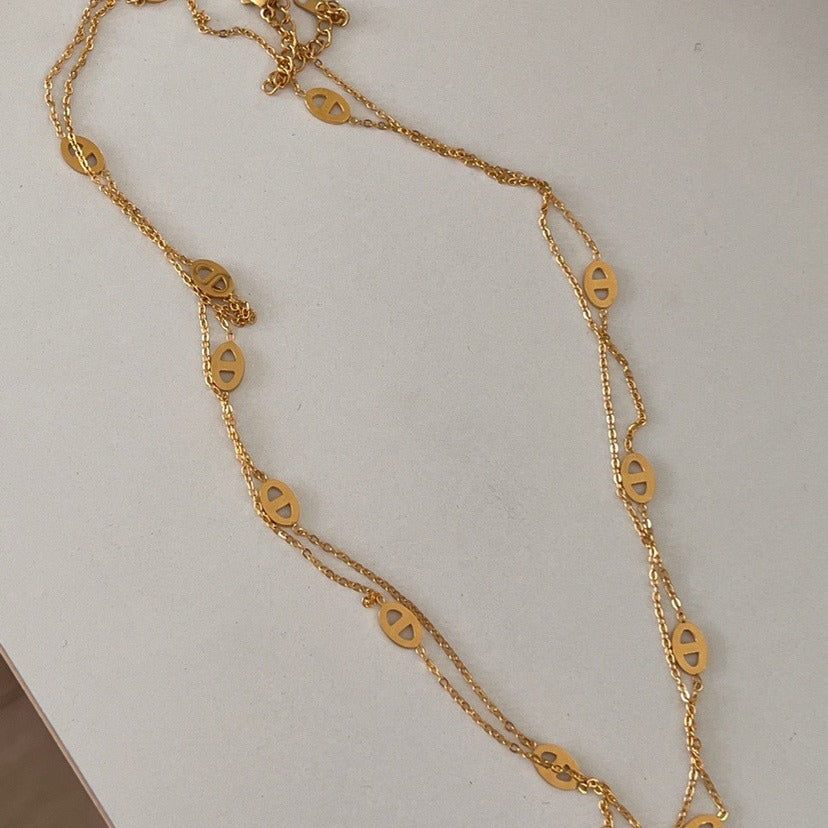 Elegant Gold Plated Pig Nose Necklace
