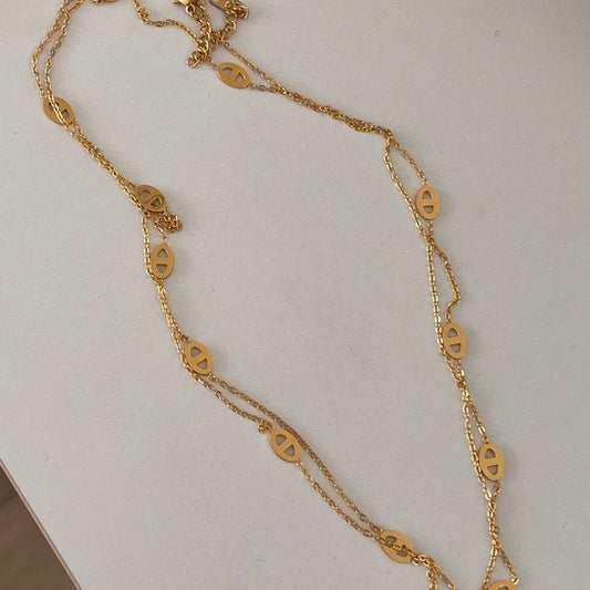 Elegant Gold Plated Pig Nose Necklace